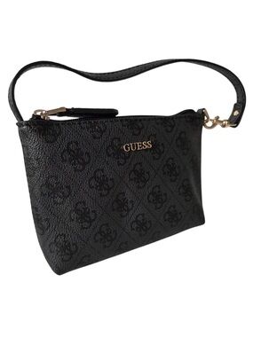 GUESS Mini 4G Logo Top Handle Bag Black Gold Tone Zip Top NWOT